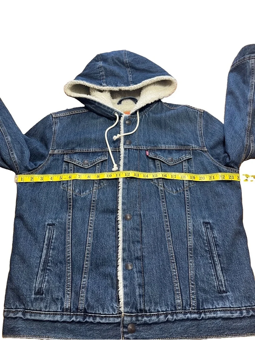 Levi's Sherpa Hooded Denim Jacket Mens Medium Blue Trucker 85244-0000 EUC